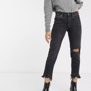 Free People | We The Free Good Times Relaxed Gray Black Size 29 Distressed